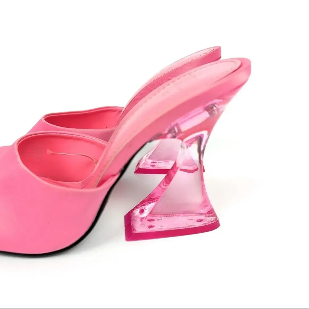 Zara Womens Shoes Pink Barbiecore Heeled Methacrylate Sandals Size 6
